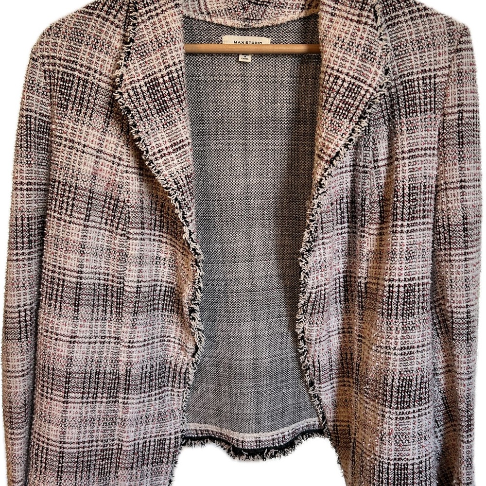 Max Studio Women's Pink, Black, and White Tweed Blazer Size Medium